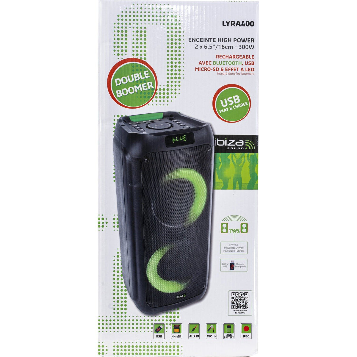 Ibiza Light & Sound LYRA400 - Party box recargable de alta potencia 300 W - Tempo Shop