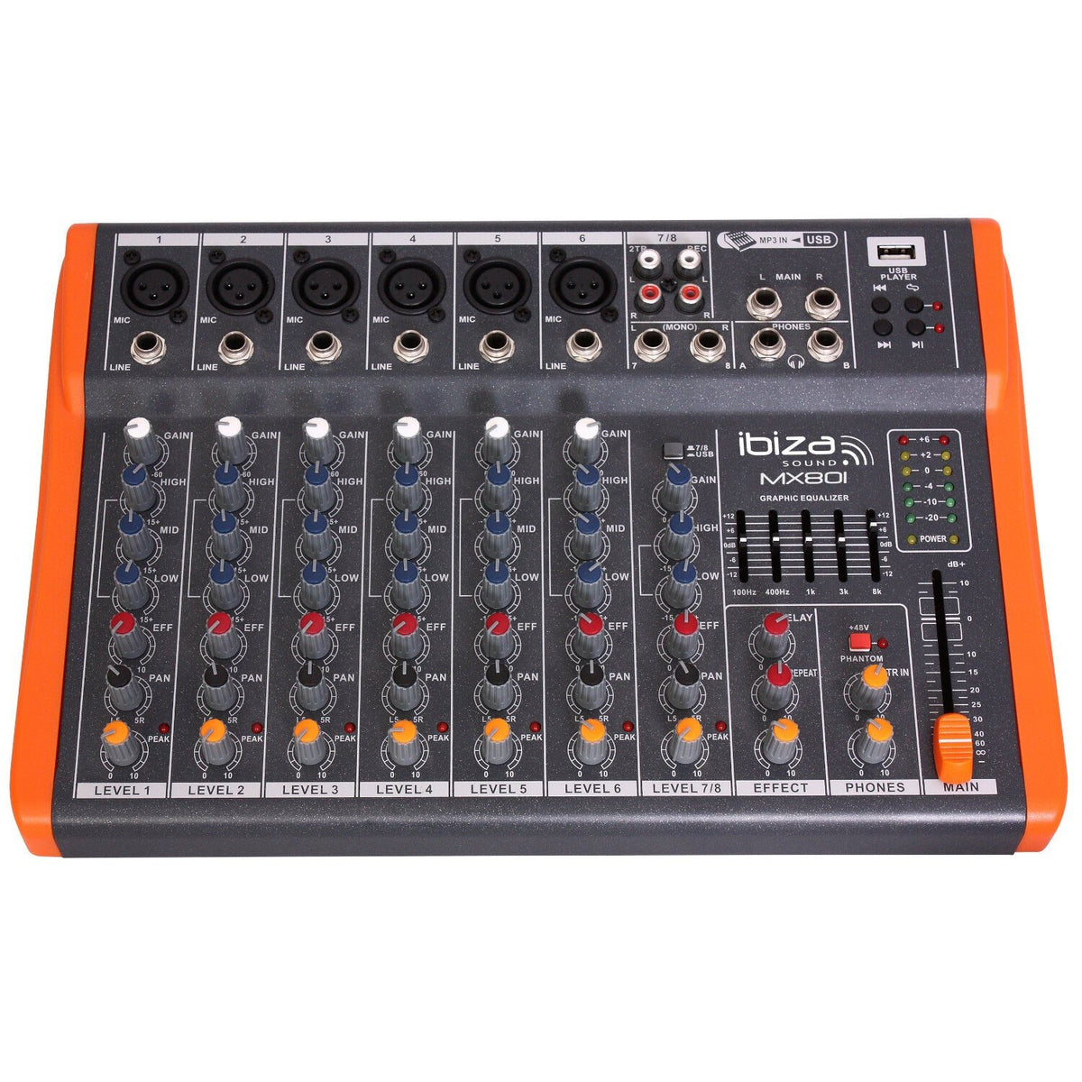 Ibiza Light & Sound MX801 - Mesa de mezclas de 8 canales extra compacta - Tempo Shop