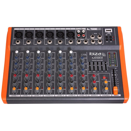 Ibiza Light & Sound MX801 - Mesa de mezclas de 8 canales extra compacta - Tempo Shop