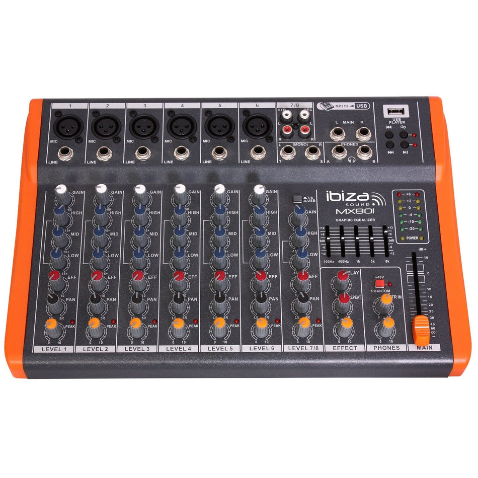 Ibiza Light & Sound MX801 - Mesa de mezclas de 8 canales extra compacta - Tempo Shop