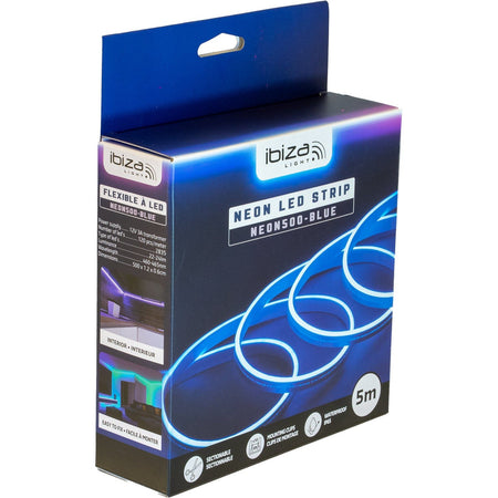 Ibiza Light & Sound NEON500-BLUE – Flexible LED efecto neón azul IP65 de 5 m - Tempo Shop