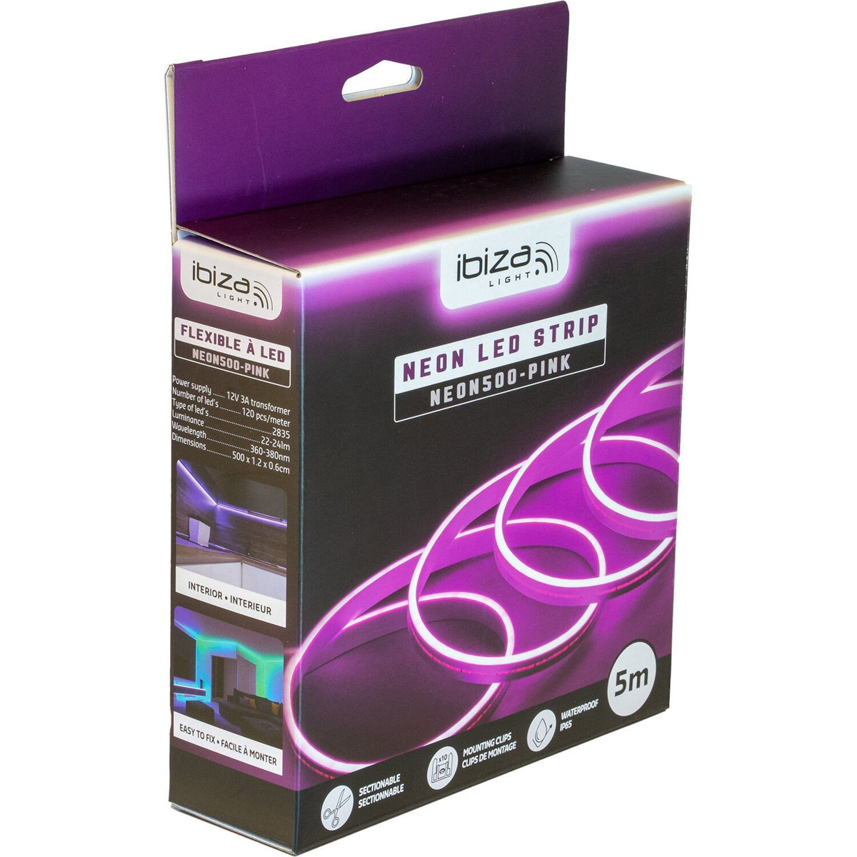 Ibiza Light & Sound NEON500-PINK – Flexible de led efecto neón pink IP65 de 5 m - Tempo Shop