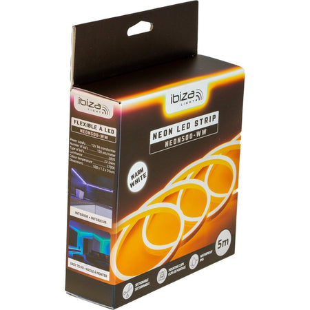 Ibiza Light & Sound NEON500-WW – Flexible LED efecto neón blanco cálido IP65 de 5 m - Tempo Shop
