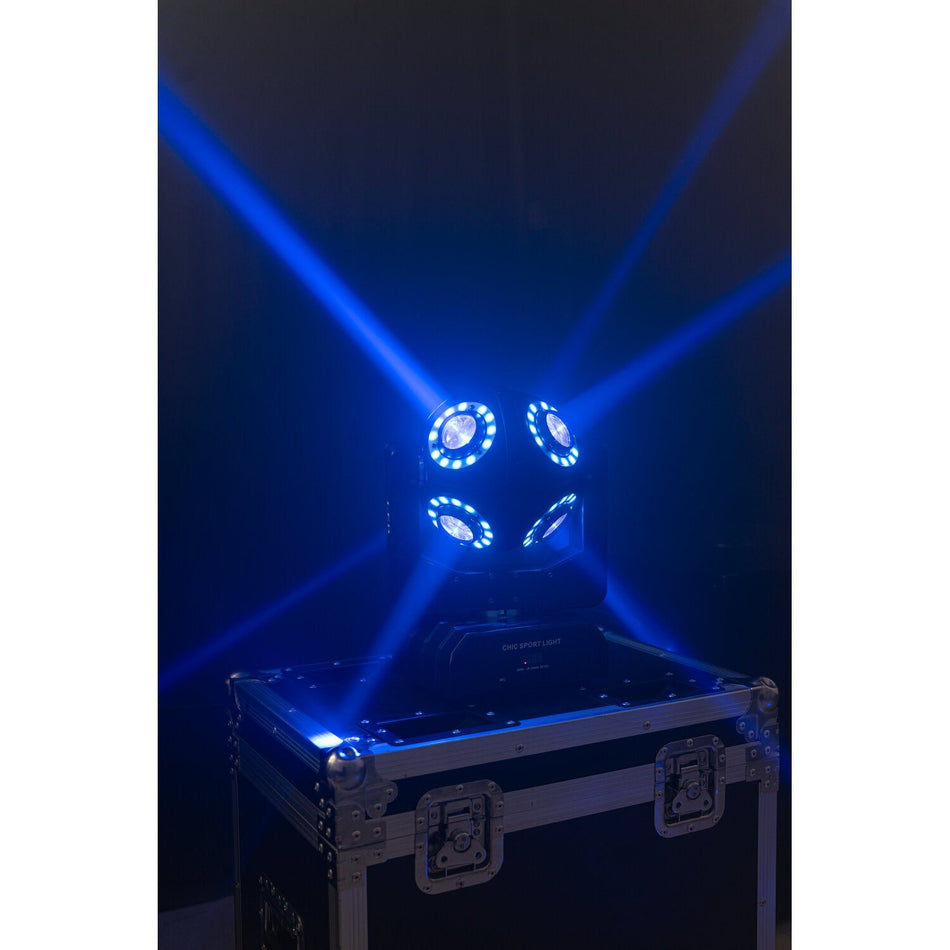 Ibiza Light & Sound SATURNE – Cabeza móvil DMX de 8 LED RGBW 4-en-1 con anillos luminosos - Tempo Shop