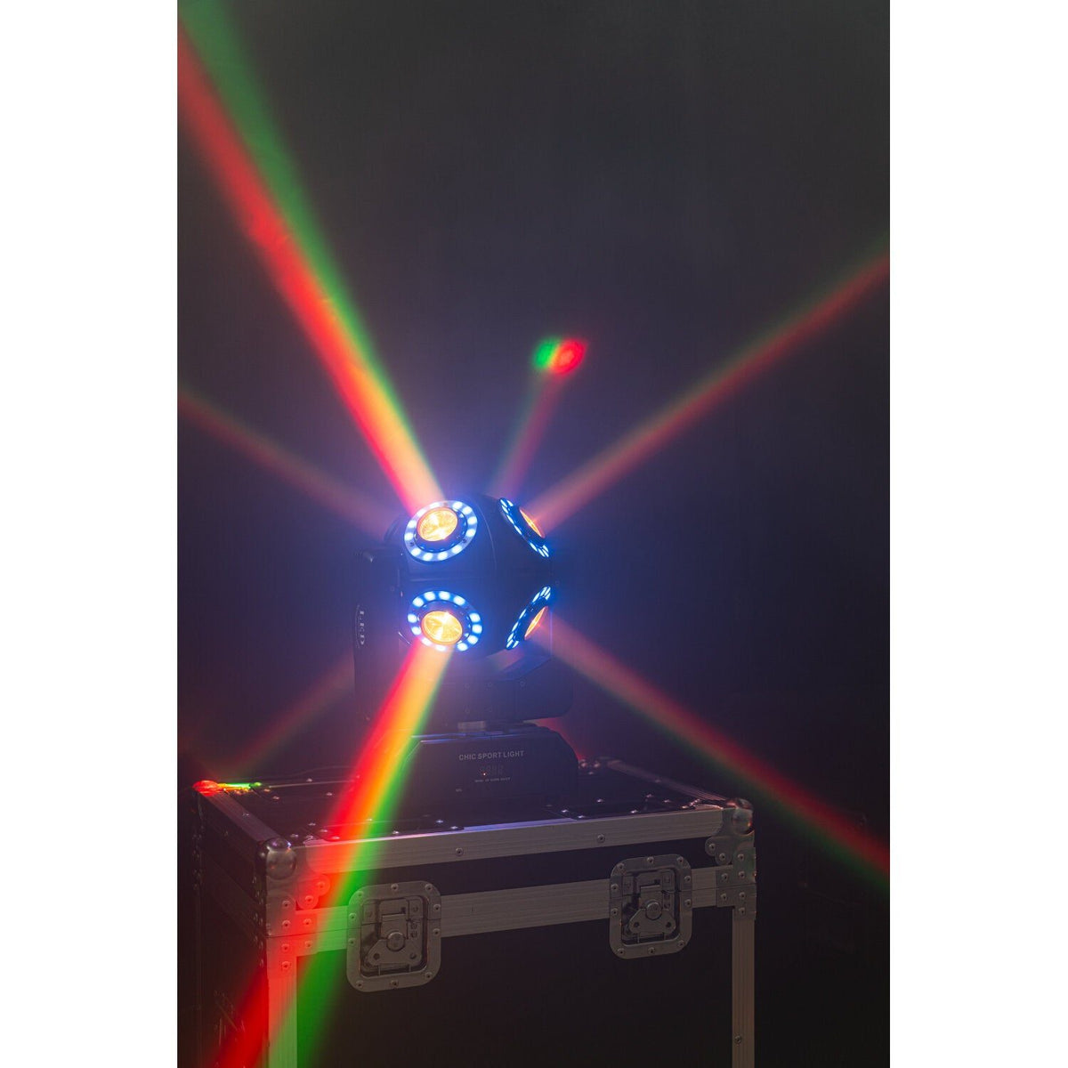 Ibiza Light & Sound SATURNE – Cabeza móvil DMX de 8 LED RGBW 4-en-1 con anillos luminosos - Tempo Shop