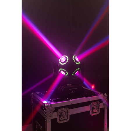 Ibiza Light & Sound SATURNE – Cabeza móvil DMX de 8 LED RGBW 4-en-1 con anillos luminosos - Tempo Shop