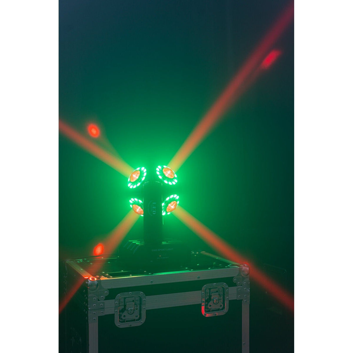 Ibiza Light & Sound SATURNE – Cabeza móvil DMX de 8 LED RGBW 4-en-1 con anillos luminosos - Tempo Shop