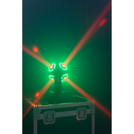 Ibiza Light & Sound SATURNE – Cabeza móvil DMX de 8 LED RGBW 4-en-1 con anillos luminosos - Tempo Shop