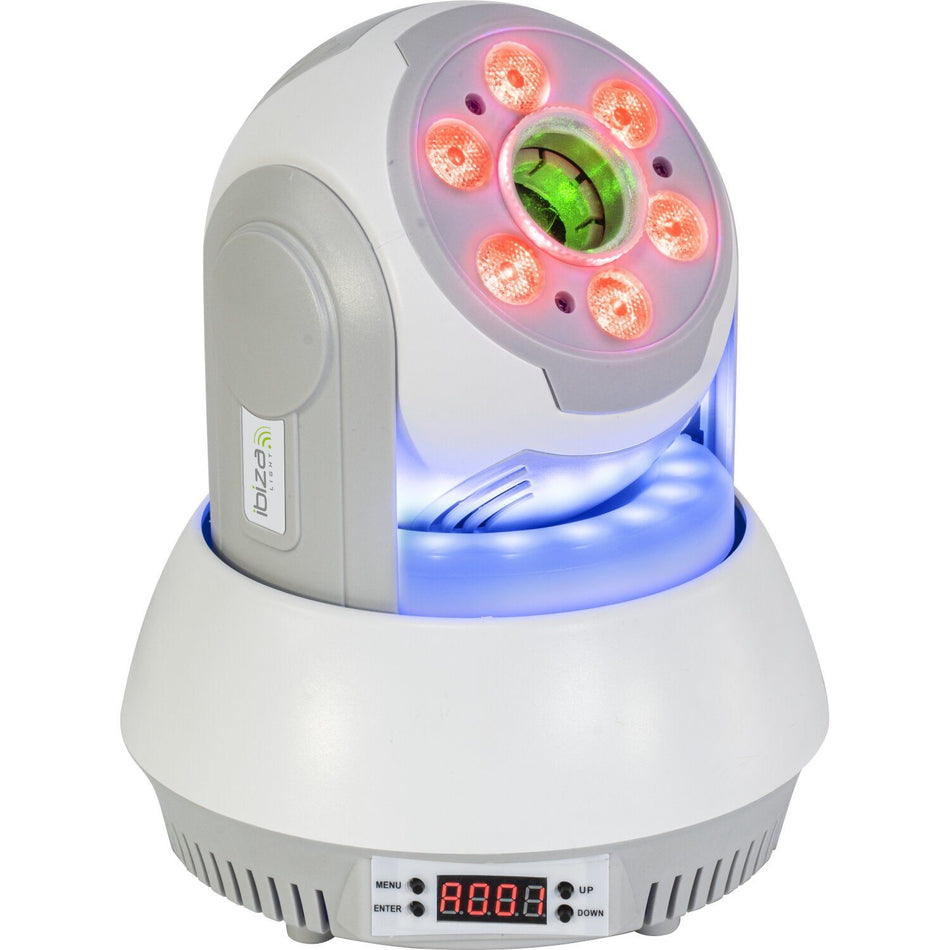 Ibiza Light & Sound STAR-LASER-WH – Cabeza móvil con láser, gobos, LED Wash y anillo luminoso (Carcasa blanca) - Tempo Shop