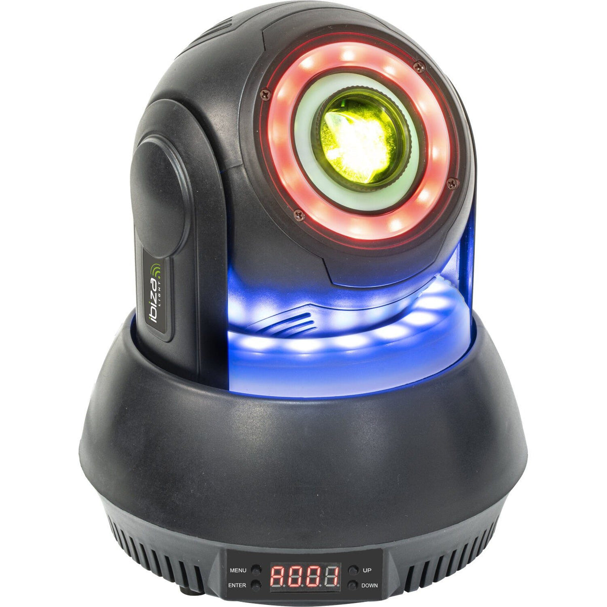 Ibiza Light & Sound STAR-SPOT-BL – Cabeza móvil Spot 30 W RGBW con 7 Gobos y 3 Anillos luminosos (Carcasa negra) - Tempo Shop