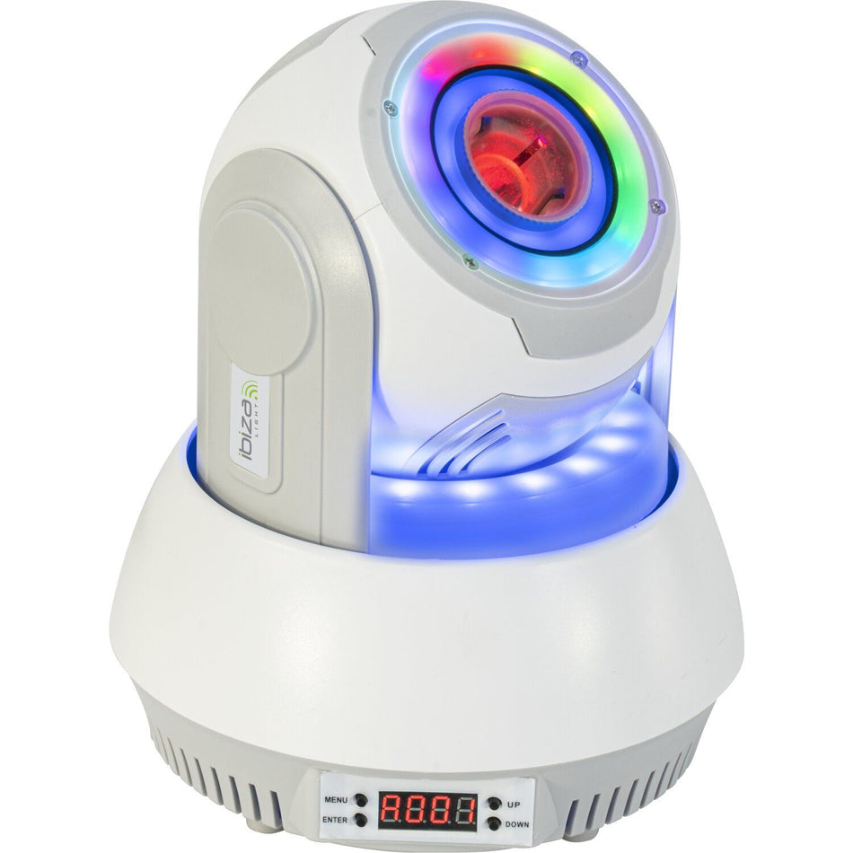 Ibiza Light & Sound STAR-SPOT-WH – Cabeza móvil Spot 30 W RGBW con 7 Gobos y 3 Anillos luminosos (Carcasa negra) - Tempo Shop