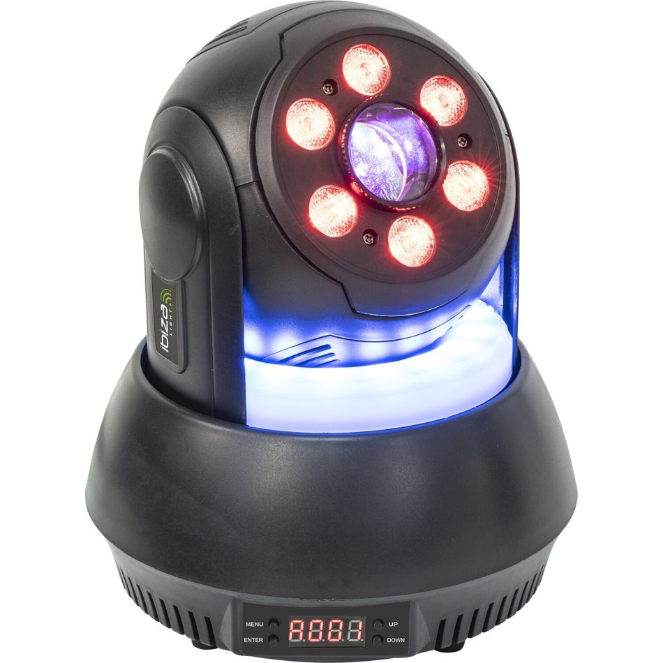 Ibiza Light & Sound STAR-WASH-BL – Cabeza móvil Wash con Spot 30 W, Gobos y Anillo luminoso (Carcasa negra) - Tempo Shop