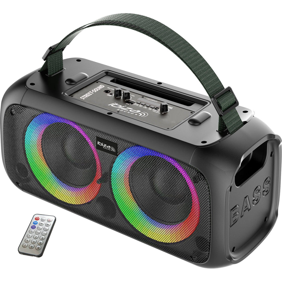 Ibiza Light & Sound STREET-SOUND – Altavoz portátil activo 2×6,5"/16 cm, 100 W con woofers iluminados - Tempo Shop