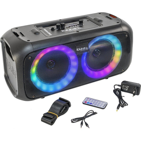 Ibiza Light & Sound STREET-SOUND – Altavoz portátil activo 2×6,5"/16 cm, 100 W con woofers iluminados - Tempo Shop