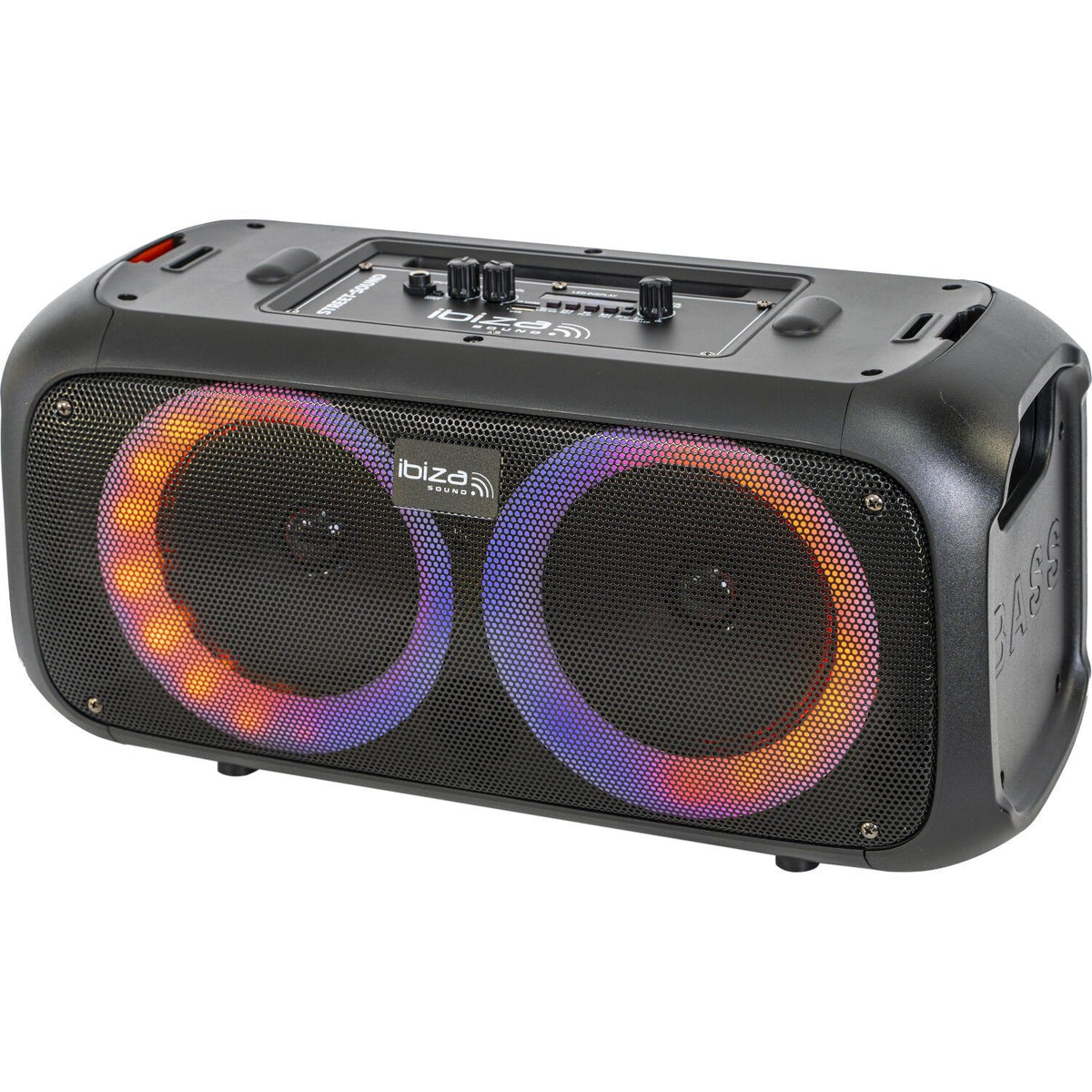 Ibiza Light & Sound STREET-SOUND – Altavoz portátil activo 2×6,5"/16 cm, 100 W con woofers iluminados - Tempo Shop