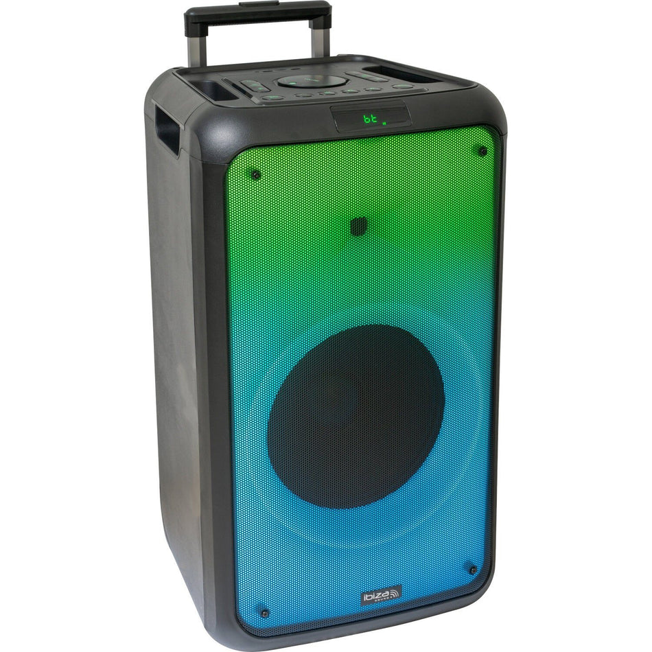 Ibiza Light & Sound STREET-WAVE-MAX – Altavoz portátil 12”/30 cm, 600 W con efecto LED “Fire”, Bluetooth, 2 USB, microSD y ba