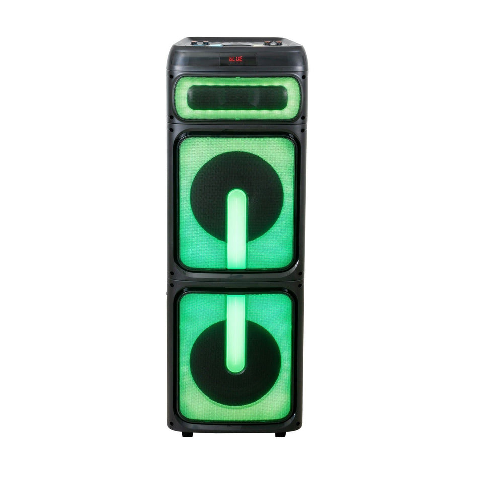 Ibiza Light & Sound STUPDJ1400 - Bafle standup “Special Karaoke” 2 x 10″/25 cm 1400 W con efectos luminosos LED, micrófono y