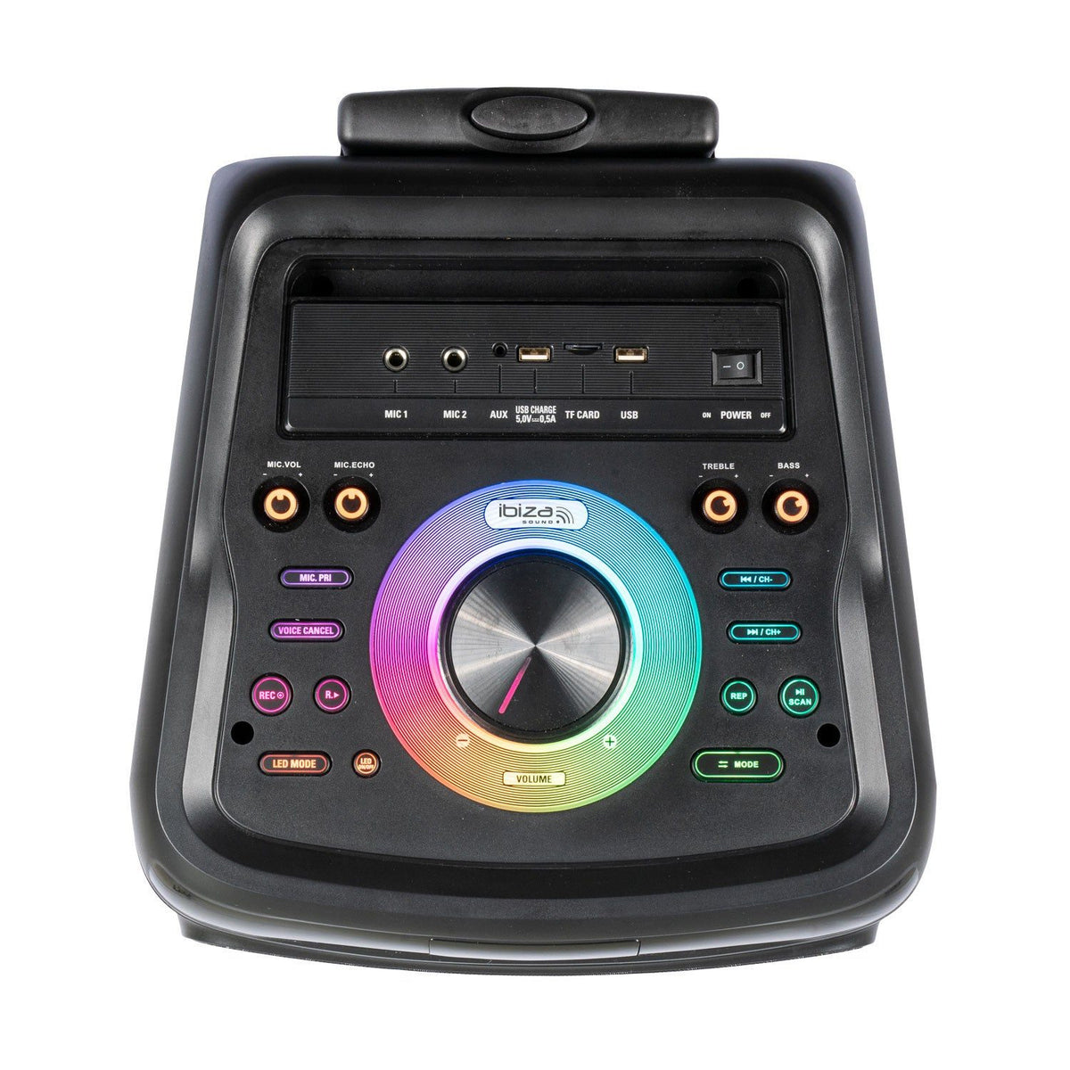 Ibiza Light & Sound STUPDJ1400 - Bafle standup “Special Karaoke” 2 x 10″/25 cm 1400 W con efectos luminosos LED, micrófono y