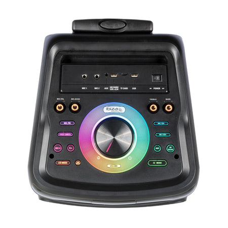 Ibiza Light & Sound STUPDJ1400 - Bafle standup “Special Karaoke” 2 x 10″/25 cm 1400 W con efectos luminosos LED, micrófono y
