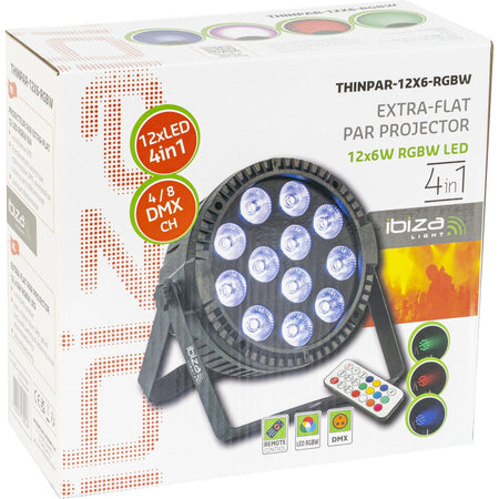 Ibiza Light & Sound THINPAR-12X6-RGBW – Proyector PAR extra-plano con 12 LED RGBW de 6 W - Tempo Shop