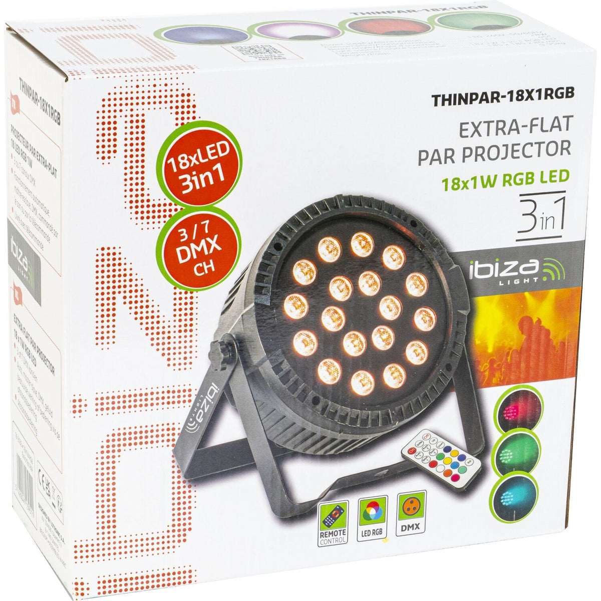 Ibiza Light & Sound THINPAR36X1RGB – Proyector PAR extra-plano con 18 LED RGB 1 W - Tempo Shop