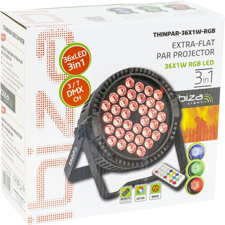 Ibiza Light & Sound THINPAR36X1W-RGB – Proyector PAR extra-plano con 36 LED RGB 1 W - Tempo Shop