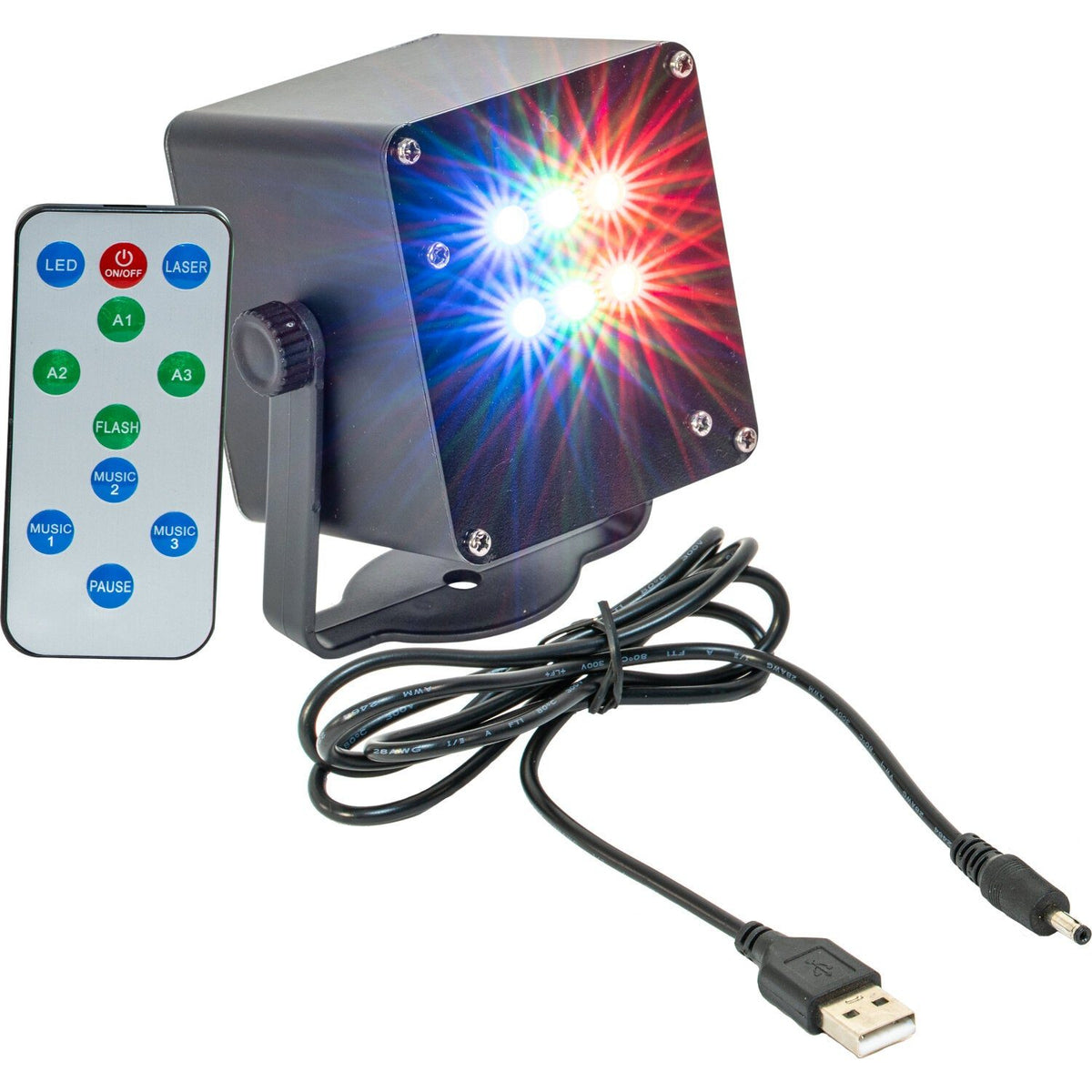 Ibiza Light & Sound TINYLED-RGB-STROBE - Efecto estrobo miniatura de 6 LED RGB 1W a batería - Tempo Shop