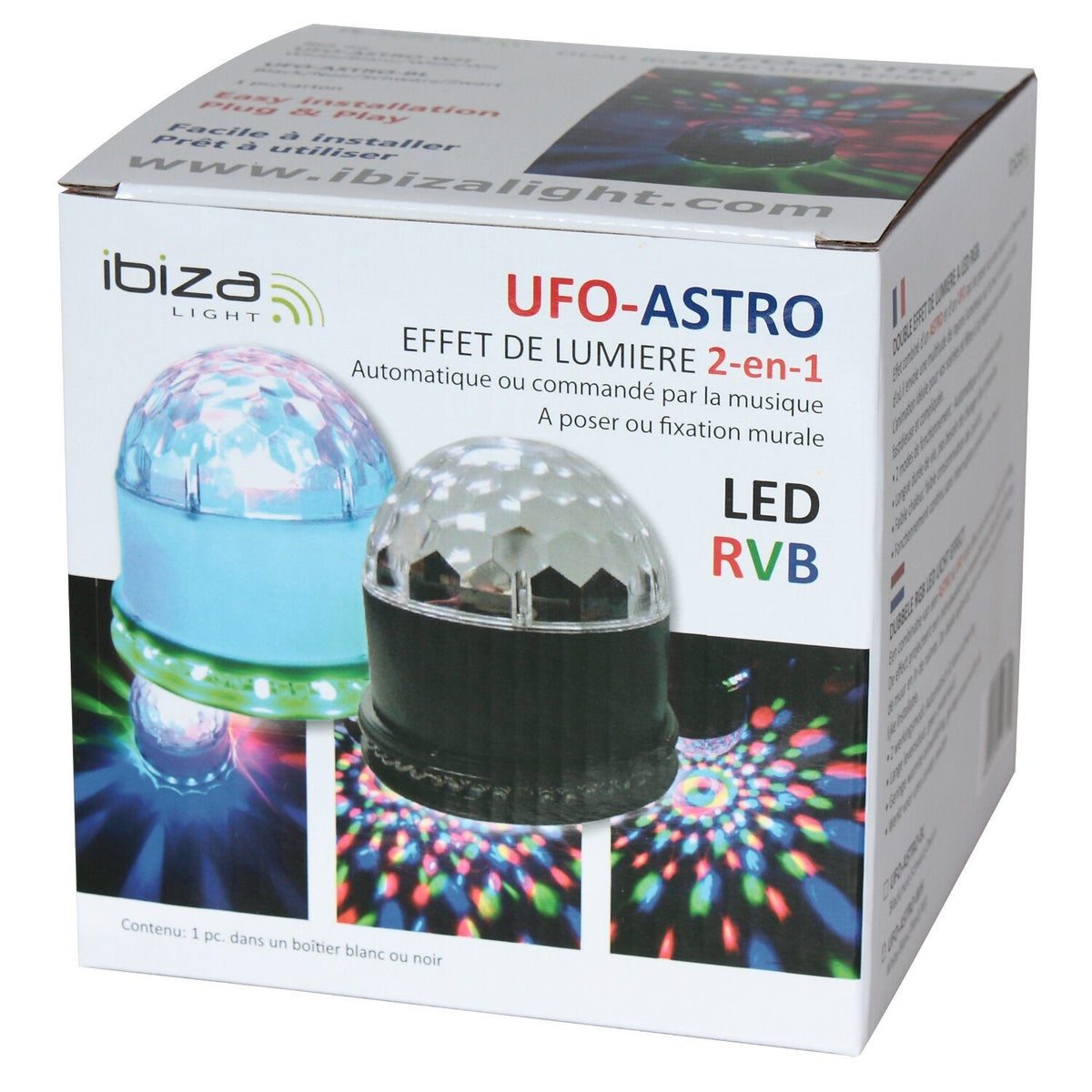 Ibiza Light & Sound UFO-ASTRO-BL - Efecto de iluminación 2-en-1 de LED RGB - Tempo Shop
