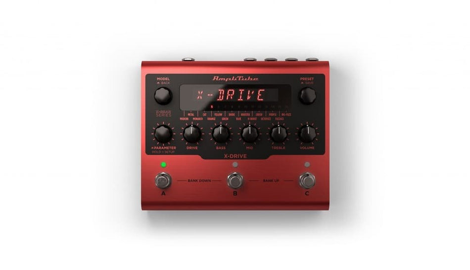 IK Multimedia AmpliTube X-GEAR X-DRIVE – Pedal digital de distorsión con 16 algoritmos, USB y MIDI