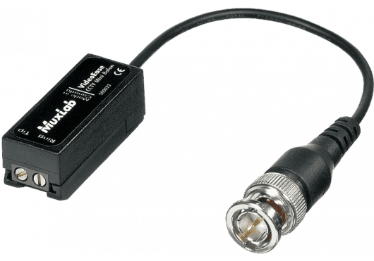 MuxLab IMU-500023 - Mini Balun CCTV - Transmisor de Vídeo Pasivo con Latiguillo Coaxial
