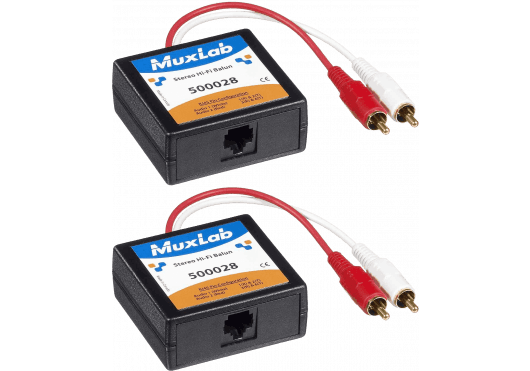 MuxLab IMU-500028-2PK - Kit Extensor de Audio Hi-Fi Estéreo Analógico por Cat5e/6 (Pack de 2)