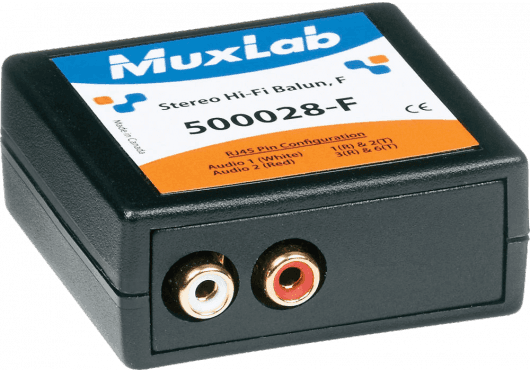 MuxLab 500028-F - Extensor Balun de Audio Estéreo Hi-Fi Pasivo (RCA Hembra a RJ45)