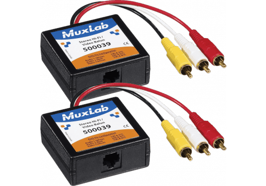 MuxLab IMU-500039-2PK - Kit Balun Extensor de Video Compuesto y Audio Estéreo Hi-Fi (Pack de 2)
