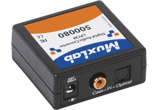 MuxLab 500080 - Convertidor de Audio Digital LPCM a Analógico (DAC) con Entradas S/PDIF y TosLink