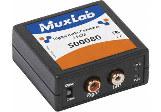 MuxLab 500080 - Convertidor de Audio Digital LPCM a Analógico (DAC) con Entradas S/PDIF y TosLink