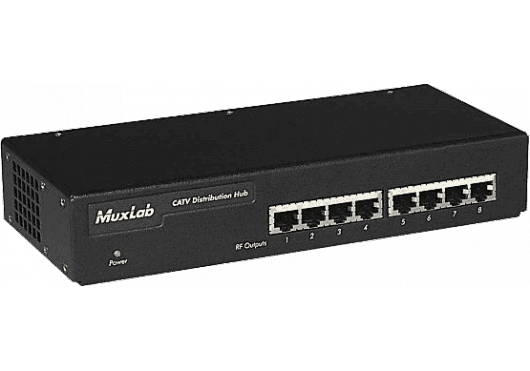 MuxLab 500301 - Hub de Distribución CATV Activo de 8 Puertos por Par Trenzado