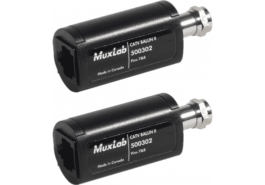 MuxLab 500302-2PK - Kit Balun CATV II para extensión de señal RF sobre UTP