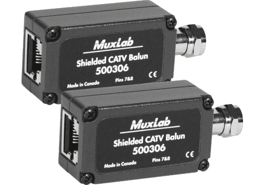 MuxLab 500306-2PK - Kit de Extensión CATV Blindado sobre UTP (Balun Coaxial a RJ45)