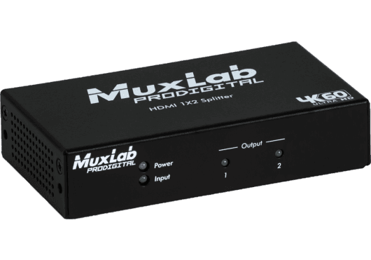 MuxLab 500425 - Distribuidor HDMI 1x2 4K/60 con Downscaling y Soporte HDR