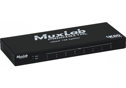 MuxLab IMU-500427 - Distribuidor HDMI 1x8, 4K/60 - Solución profesional para distribución de señal de ultra alta definición