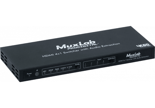 MuxLab IMU-500437 - 4x1 4K/60 HDMI Selector with Audio Extraction