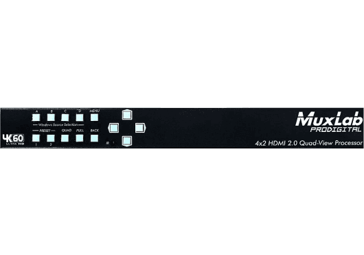 MuxLab 500446 - Procesador de Vídeo HDMI 4x2 4K Quad View con Multiview y Switching Continuo