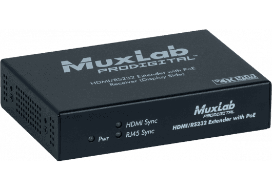 MuxLab IMU-500454-POE-RX - HDMI RS232 IR HDBaseT 4K Receiver with PoE Power