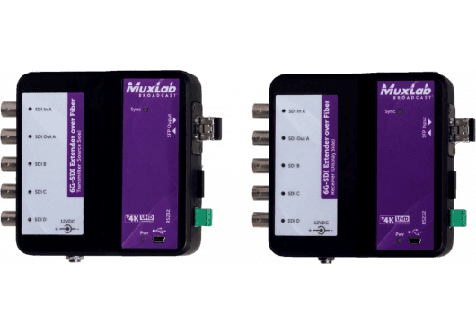 MuxLab 500734 - Kit de extensión 6G-SDI sobre fibra óptica OM4 con canal de retorno