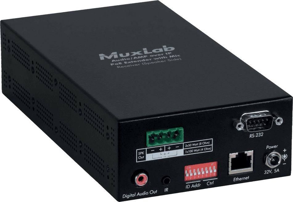 MuxLab IMU-500755-AMP-RX - Receptor de Audio sobre IP con Amplificador Integrado