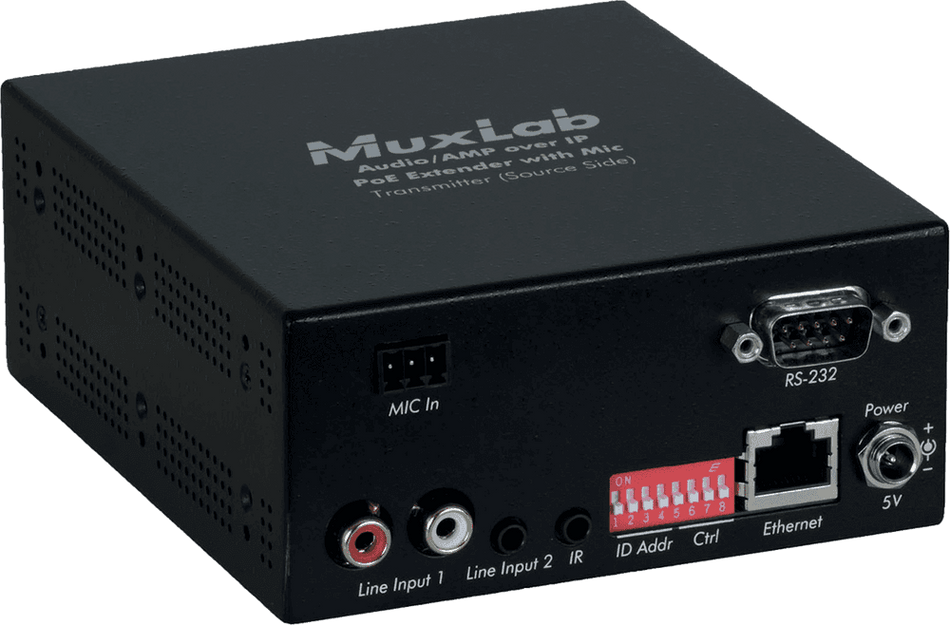 MuxLab 500755-AMP-TX - Transmisor de Audio sobre IP con Entrada de Micrófono