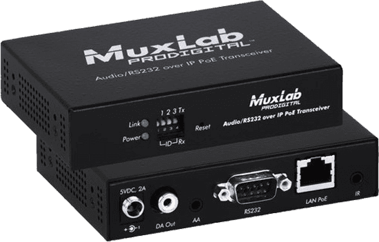 MuxLab 500755 - Transmisor y Receptor de Audio Estéreo y RS232 sobre IP