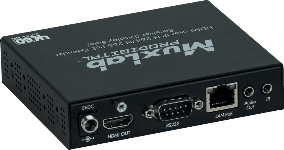 MuxLab IMU-500762-RX - Receptor HDMI sobre IP H.264/H.265 con PoE
