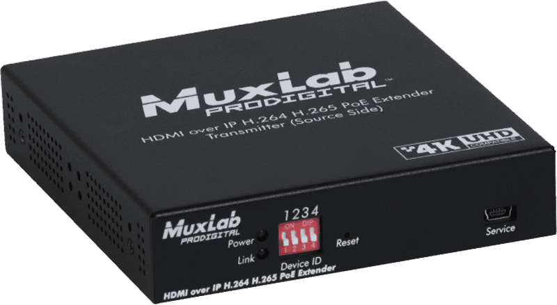 MuxLab IMU-500763-TX - Transmisor AV sobre IP HDMI 4K/30 con PoE y RS232