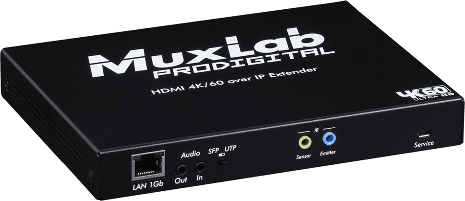 MuxLab 500766-FIBER - Transmisor AV sobre IP 4K/60 sin compresión por Fibra Óptica